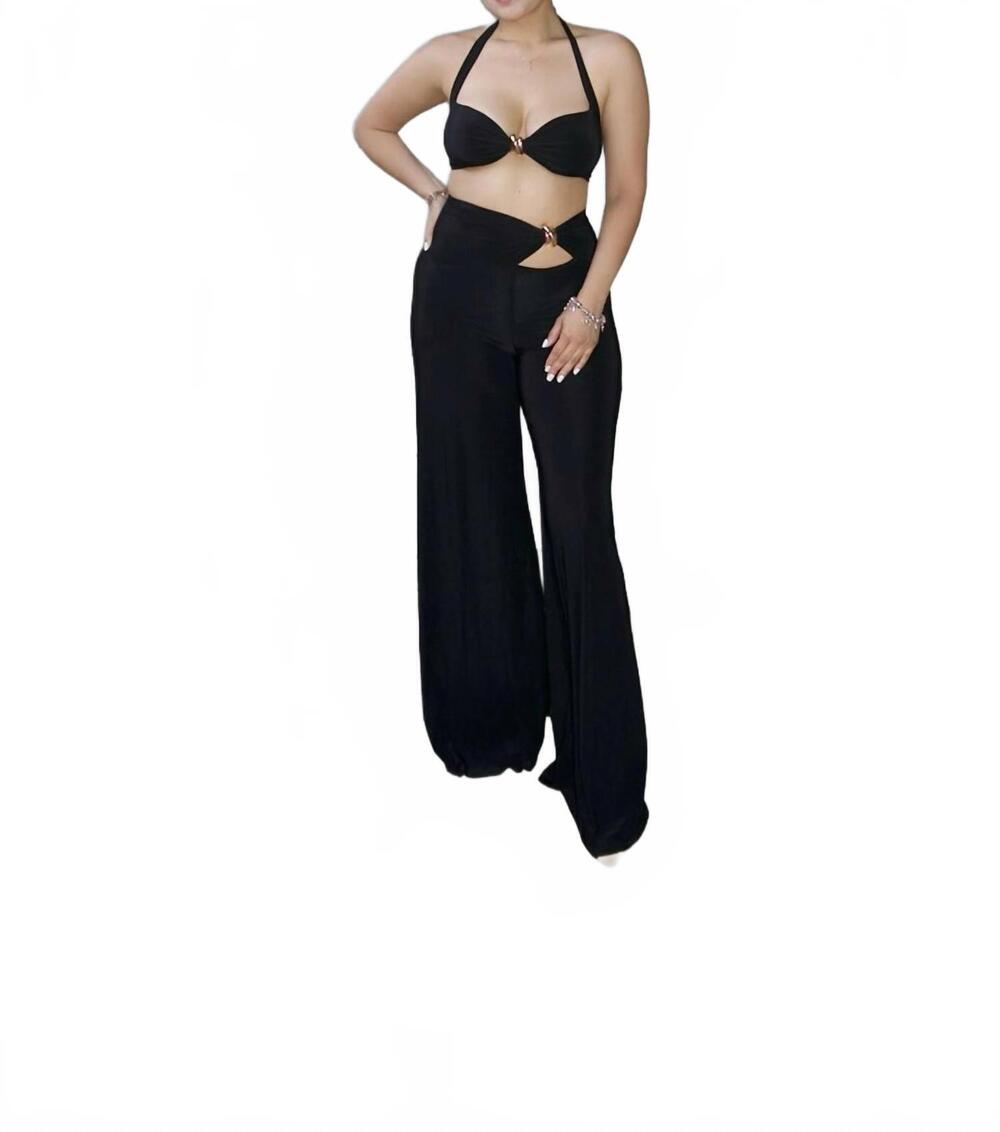 NEW CODIGO luna high-waisted wide leg pant set in black